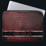 Gepersonaliseerd donkerrood kunstleer laptop sleeve<br><div class="desc">Laptop Sleeve. Met een speciaal Donkerrood leder-folieontwerp dat u kunt personaliseren. ✔ OPMERKING: ALLEEN DE NOODZAKELIJKE SJABLOON WIJZIGEN! 😀 Indien nodig, kunt u de tekst verwijderen en beginnen vers toevoegend welke tekst en doopvont u houdt van. 📌 Als u meer aanpassing nodig hebt, klikt u op de knop "Klik om...</div>