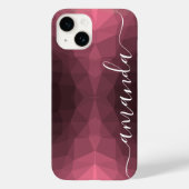 Gepersonaliseerd donkerroze geometrisch patroon Case-Mate iPhone case (Achterkant)