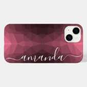 Gepersonaliseerd donkerroze geometrisch patroon Case-Mate iPhone case (Achterkant (horizontaal))