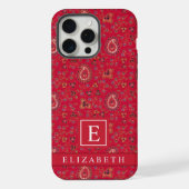 Gepersonaliseerd donkerroze rood maroon paisley pa iPhone hoesje (Achterkant)