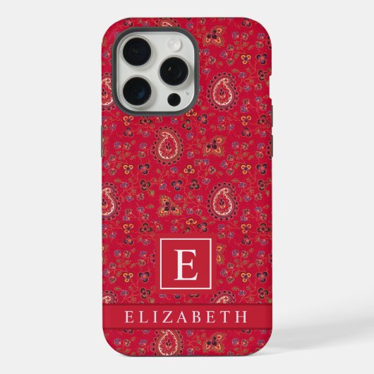 Gepersonaliseerd donkerroze rood maroon paisley pa iPhone hoesje (Achterkant)