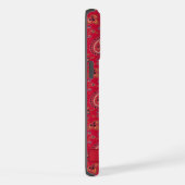 Gepersonaliseerd donkerroze rood maroon paisley pa iPhone hoesje (Rechterkant)