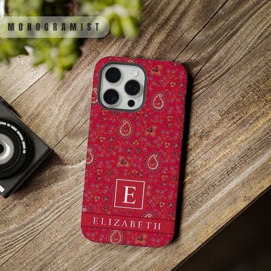 Gepersonaliseerd donkerroze rood maroon paisley pa iPhone hoesje