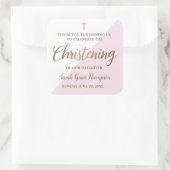 Gepersonaliseerd doopfeest Modern goud roze wit Vierkante Sticker (Tas)