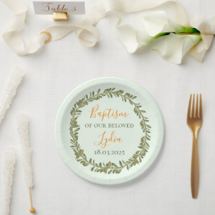 Gepersonaliseerd doopsel plastisch Bord met olijve