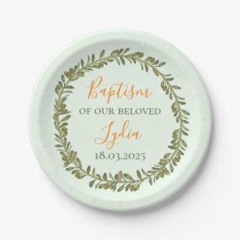 Gepersonaliseerd doopsel plastisch Bord met olijve