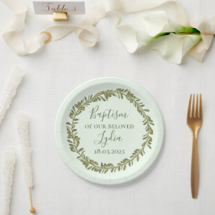 Gepersonaliseerd doopsel plastisch Bord met olijve