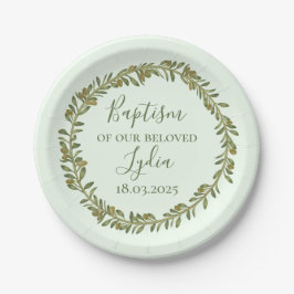 Gepersonaliseerd doopsel plastisch Bord met olijve