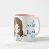 Gepersonaliseerd dr. (Jouw naam) PhD Afstuderen Tweekleurige Koffiemok (Voorkant rechts)