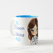 Gepersonaliseerd dr. (Jouw naam) PhD Afstuderen Tweekleurige Koffiemok (Voorkant links)