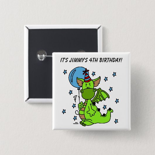 Gepersonaliseerd Dragon Birthday Button (Voorkant /achterkant)
