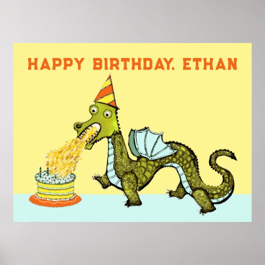 Gepersonaliseerd Dragon Birthday Poster (Voorkant)