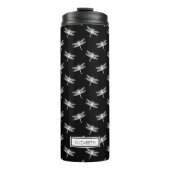 Gepersonaliseerd Dragonfly Pattern Black en White Thermosbeker (Voorkant)
