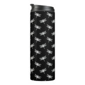Gepersonaliseerd Dragonfly Pattern Black en White Thermosbeker (Geroteerd rechts)
