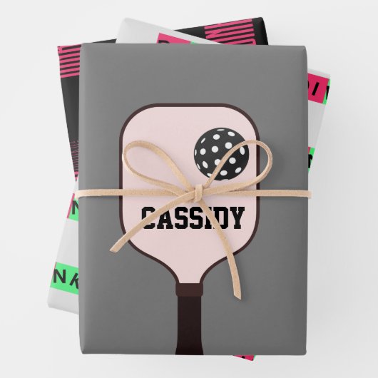 Gepersonaliseerd drankje roze pickleball inpakpapi inpakpapier vel (In situ)