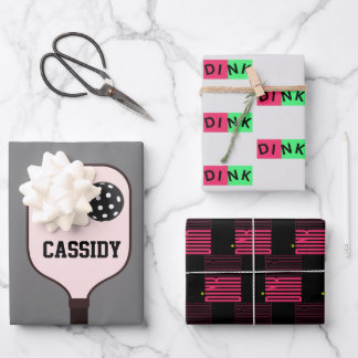 Gepersonaliseerd drankje roze pickleball inpakpapi inpakpapier vel