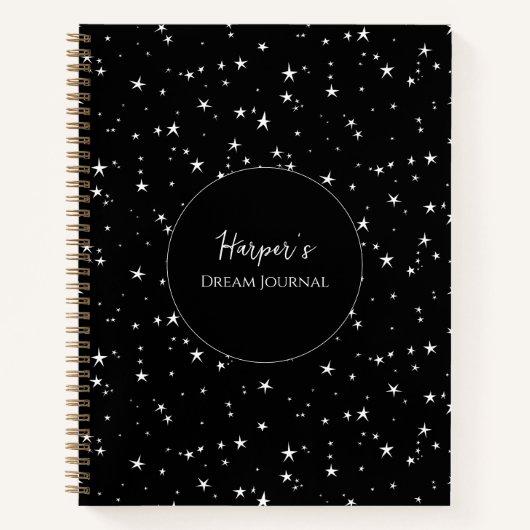 Gepersonaliseerd droomdagboek | Zwarte en witte st Notitieboek (Voorkant)
