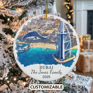 Gepersonaliseerd Dubai Ornament, Reisgeschenk Keramisch Ornament