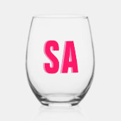 Gepersonaliseerd dubbel schaduwmonogram wijnglas zonder voet (Voorkant)