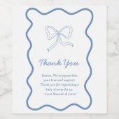 Gepersonaliseerd Dusty Blue Bedankt Opmerking Wijn Etiket (Enkel label)