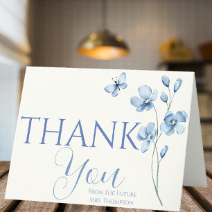 Gepersonaliseerd Dusty Blue Wildflower Vrijgezelle Bedankkaart