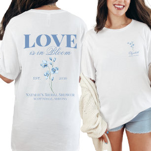Gepersonaliseerd Dusty Blue Wildflower Vrijgezelle T-shirt