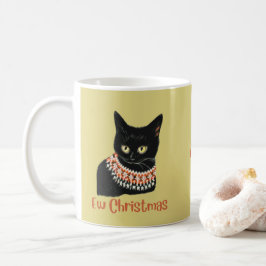 Gepersonaliseerd eels-kerstzwart kat Ugly Sweater Koffiemok