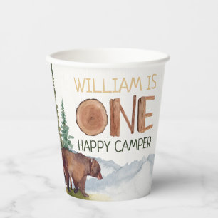 Gepersonaliseerd één Happy Camper Woodland Beer Papieren Bekers