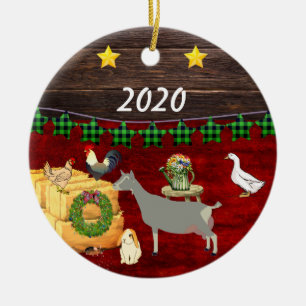 Gepersonaliseerd - een landelijke kerstvakantie in keramisch ornament