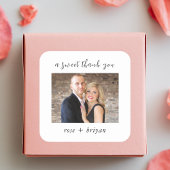 Gepersonaliseerd een lief dank u foto moderne brui vierkante sticker