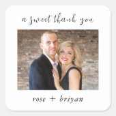 Gepersonaliseerd een lief dank u foto moderne brui vierkante sticker (Voorkant)