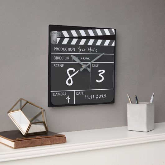 Gepersonaliseerd één van een KindClapperboard van  Vierkante Klok (Kantoor)