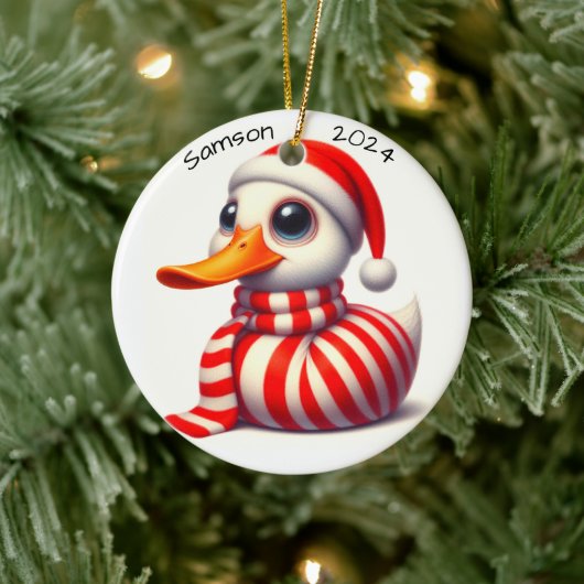 Gepersonaliseerd eendenkerstornament keramisch ornament (Boom)