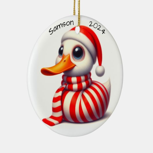 Gepersonaliseerd eendenkerstornament keramisch ornament (Rechts)