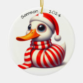 Gepersonaliseerd eendenkerstornament keramisch ornament (Voorkant)