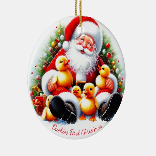 Gepersonaliseerd eendje kerstversiering keramisch ornament (Rechts)