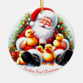 Gepersonaliseerd eendje kerstversiering keramisch ornament