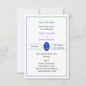 Gepersonaliseerd eenvoudig blauw save the date (Voorkant)