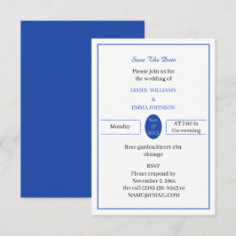 Gepersonaliseerd eenvoudig blauw save the date