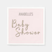 Gepersonaliseerd Eenvoudig Blush Roze Baby shower Servet (Voorkant)