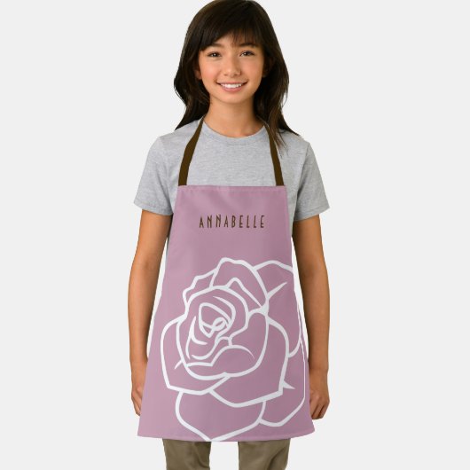 Gepersonaliseerd Eenvoudig Modern Floral Roze Rose Schort (Insitu)