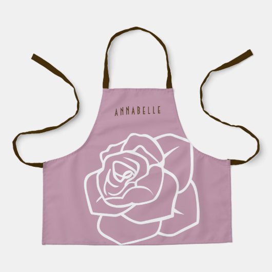 Gepersonaliseerd Eenvoudig Modern Floral Roze Rose Schort (Voorkant)