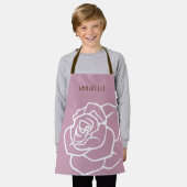 Gepersonaliseerd Eenvoudig Modern Floral Roze Rose Schort (Gedragen)