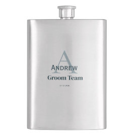 gepersonaliseerd eenvoudig monogram bruidegom team flacon