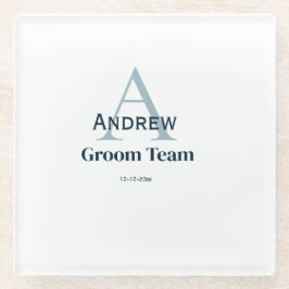 gepersonaliseerd eenvoudig monogram bruidegom team glazen onderzetter