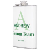 gepersonaliseerd eenvoudig monogram bruidegom team heupfles (Links)