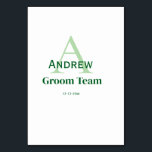 gepersonaliseerd eenvoudig monogram bruidegom team kaart<br><div class="desc">ontwerp</div>