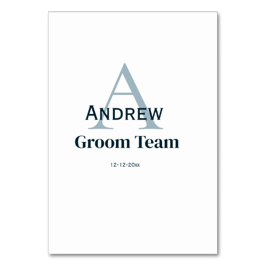 gepersonaliseerd eenvoudig monogram bruidegom team kaart (Achterkant)