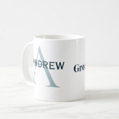 gepersonaliseerd eenvoudig monogram bruidegom team koffiemok (Voorkant links)
