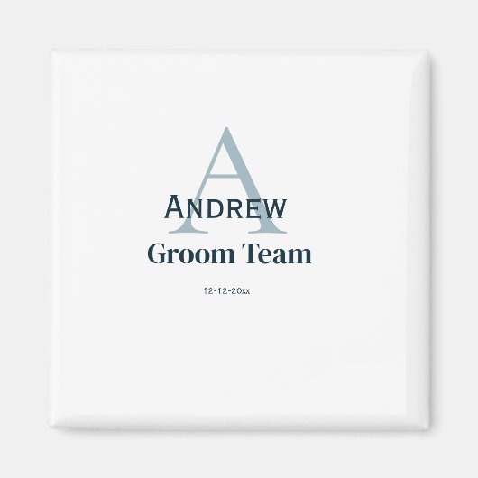 gepersonaliseerd eenvoudig monogram bruidegom team magneet (Voorkant)